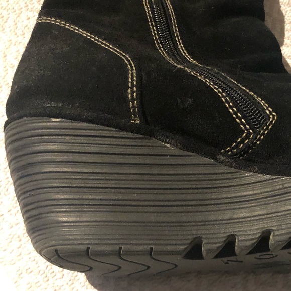 FLY London Yust Tall Oil Suede Leather Wedge Boots - Picture 7 of 10